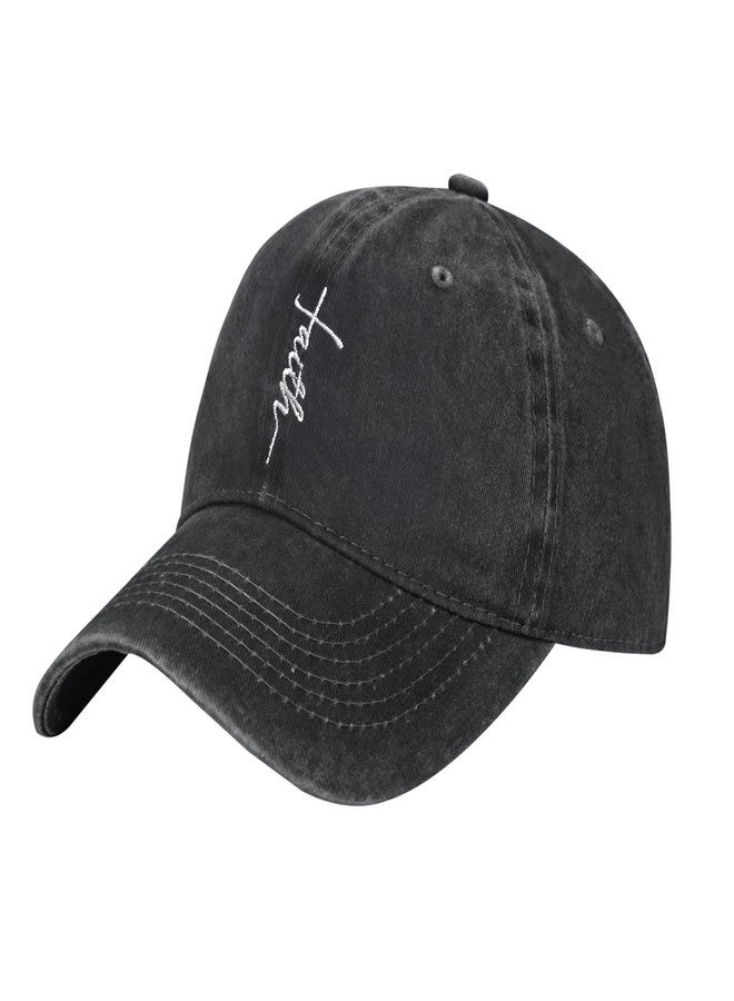 AIMASTZ Faith Embroidered Baseball Cap Vintage Adjustable Washed Cotton Christian Hat for Men Women,Black - Image 2
